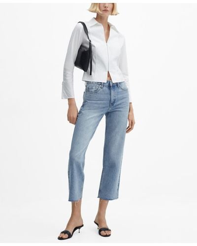 Mango Straight-fit Cropped Jeans - Blue