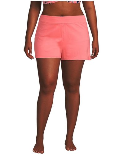 Lands' End Plus Size Chlorine Resistant Smoothing Control 3" Swim Short - Red