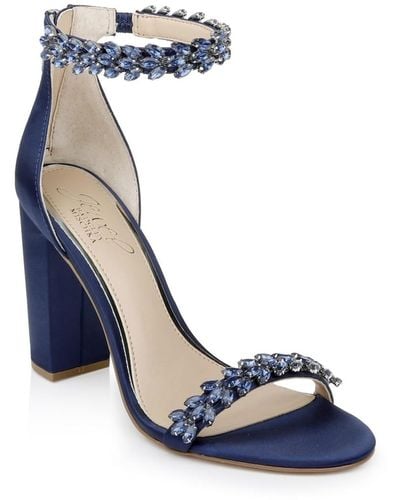 Badgley Mischka Mayra Block Heel Evening Sandals - Blue
