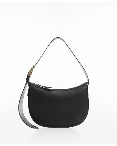 Mango Leather Shoulder Bag - Black