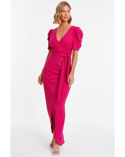 Quiz Puff Sleeve Maxi Dress - Pink