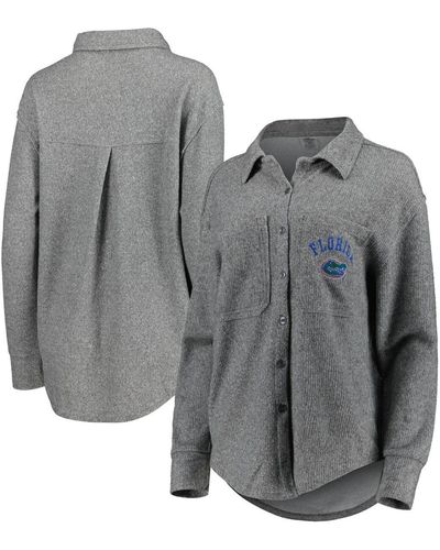 Gameday Couture Florida Gators Switch It Up Tri-blend Button-down Shacket - Gray
