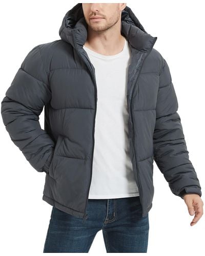 Hawke & Co. Quilted Zip Front Hooded Puffer Jacket - Gray