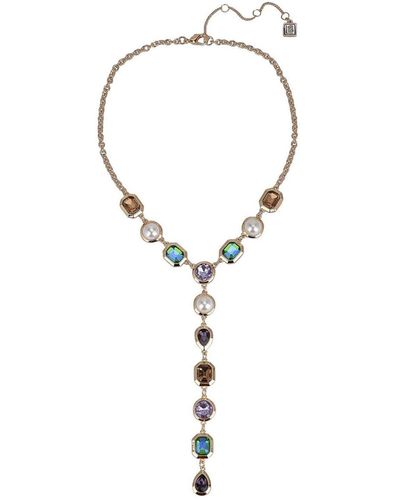 Laundry by Shelli Segal Glass Stone Y Necklace - White