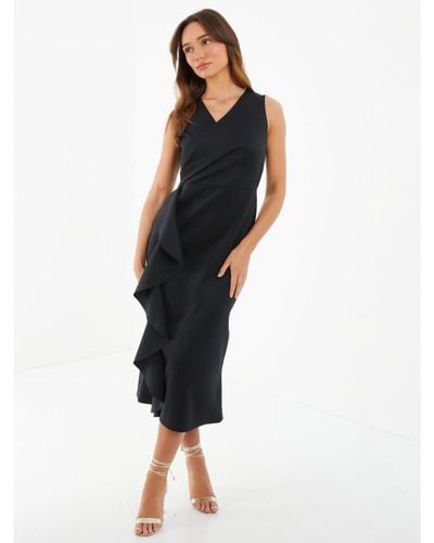 Quiz Frill Detail Wrap Dress - Black