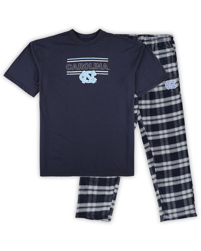 Profile Distressed North Carolina Tar Heels Big And Tall 2-pack T-shirt And Flannel Pants Set - Blue