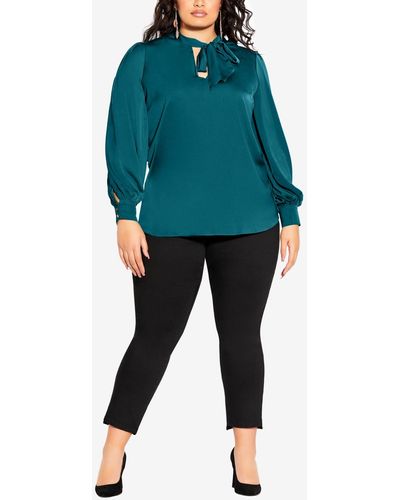 City Chic Plus Size In Awe Top - Blue