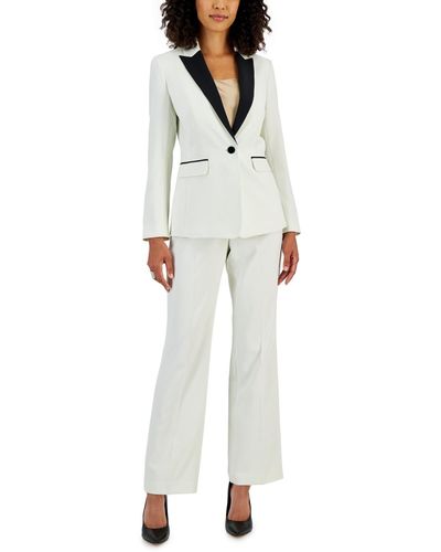Le Suit Crepe Contrast-collar Jacket & Kate Straight-leg Pants - White
