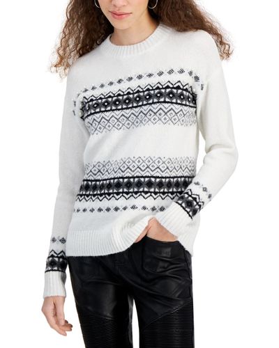 Fever Embellished Fair-isle Sweater - Gray