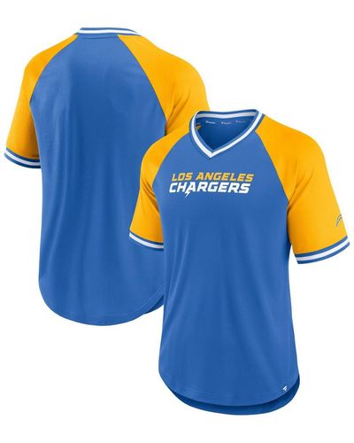 Fanatics Los Angeles Chargers Second Wind Raglan V-neck T-shirt - Blue