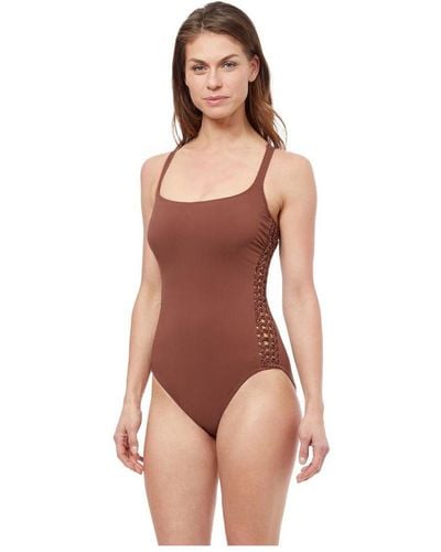 Gottex Iota D Cup Round Neck One Piece Swimsuit - Brown