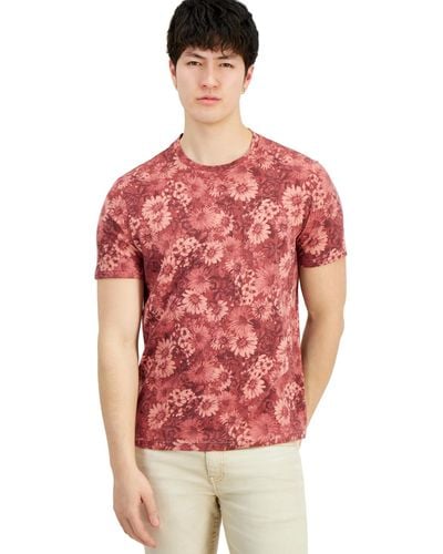 INC International Concepts Harlowe Cotton Floral T-shirt - Red