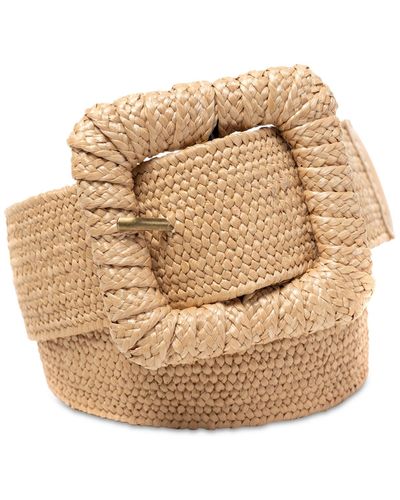 Style & Co. Stretch Straw Wrapped-buckle Belt - Natural