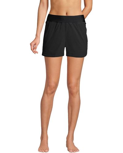 Lands' End 3" Quick Dry Elastic Waist Board Shorts Swim Cover-up Shorts - Black