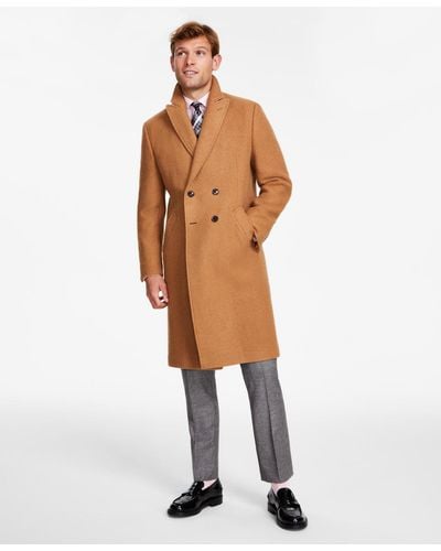 Tommy Hilfiger Modern-fit Solid Double-breasted Overcoat - White