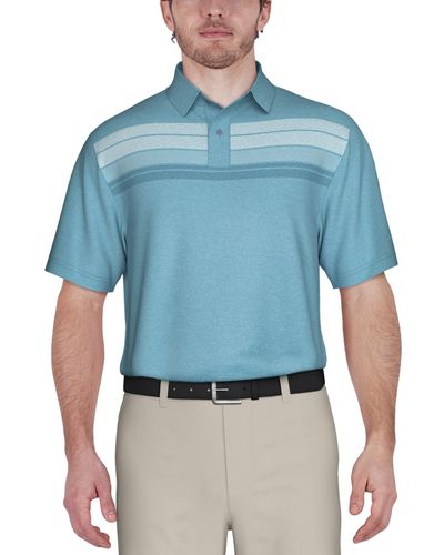 PGA TOUR Stretch Moisture-wicking Chest Stripe Golf Polo Shirt - Blue
