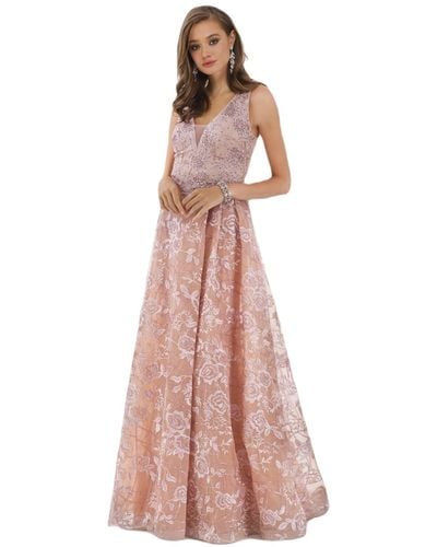 Lara Overlap Skirt Lace Ball Gown - Pink