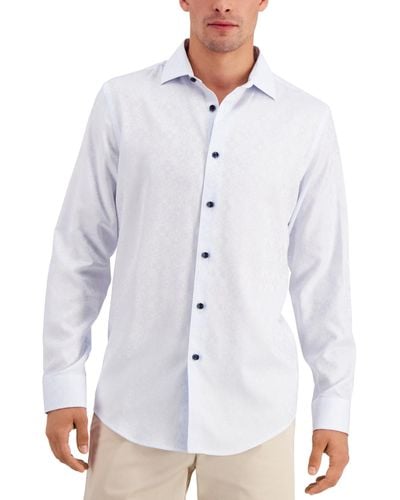 Alfani Regular-fit Medallion-print Shirt - White