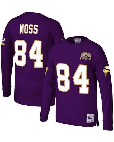 Mitchell & Ness Randy Moss Minnesota Vikings 2000 Retired Player Name And Number Long Sleeve T-shirt - Purple