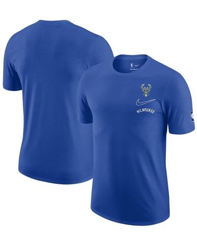 Nike Milwaukee Bucks 2022/23 City Edition Courtside Max90 Vintage-like Wash T-shirt - Blue