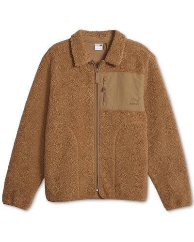 PUMA Classic Zip Front Fleece Jacket - Brown