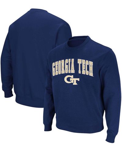 Colosseum Athletics Georgia Tech Yellow Jackets Team Arch Logo Tackle Twill Pullover Sweatshirt - Blue