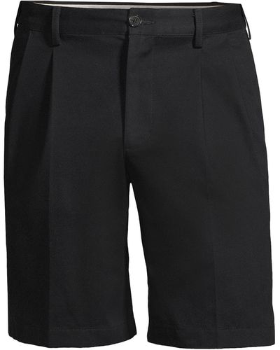 Lands' End Comfort Waist Pleated 9" No Iron Chino Shorts - Black