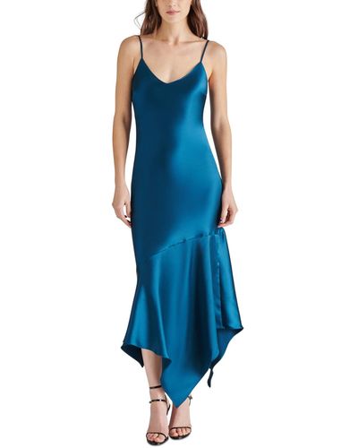 Steve Madden Lucille Satin Slip Dress - Blue
