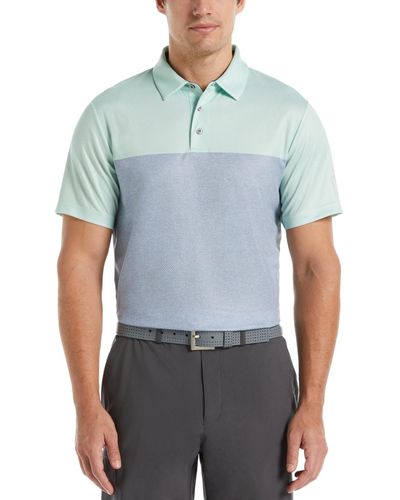 PGA TOUR Airflux Birdseye Colorblocked Short-sleeve Performance Polo Shirt - Blue