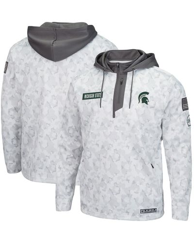 Colosseum Athletics Michigan State Spartans Oht Military-inspired Appreciation Quarter-zip Hoodie - Gray