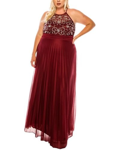 B Darlin Trendy Plus Size Beaded-bodice Gown - Red
