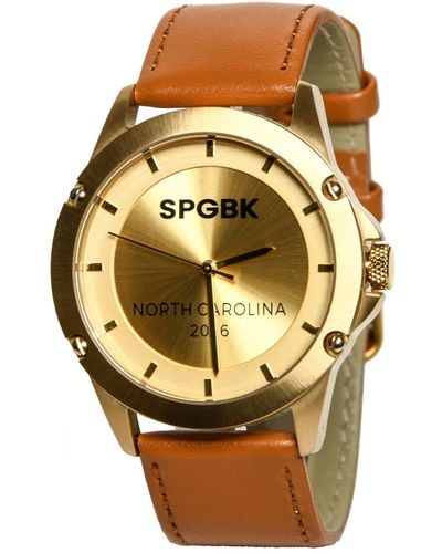 SPGBK WATCHES Ferguson Three Hand Quartz Leather Watch 44mm - Metallic