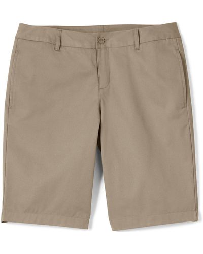Lands' End Plus Size School Uniform Plain Front Blend Chino Shorts - Natural