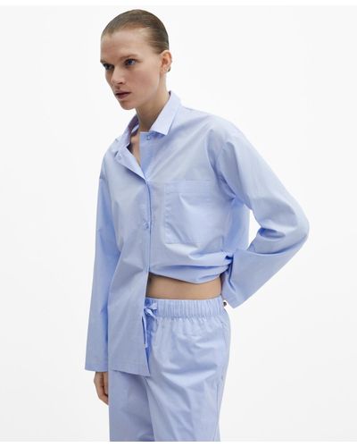 Mango Two-piece Cotton Pajamas - Blue