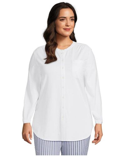 Lands' End Plus Size Long Sleeve Jersey A-line Tunic - White