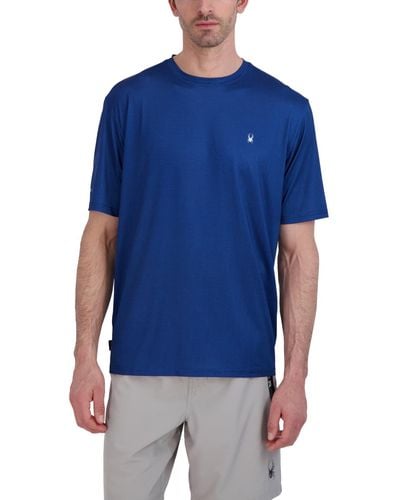 Spyder Short-sleeve Raglan Sleeve Swim Shirt - Blue