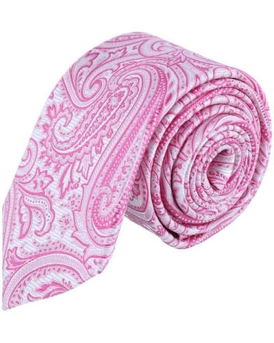 Trafalgar Sobee Paisley Silk Necktie - Pink