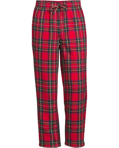 Lands' End High Pile Fleece Lined Flannel Pajama Pants - Red
