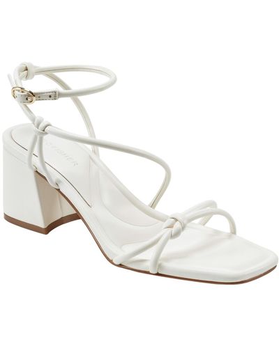 Marc Fisher Gurion Square Toe Strappy Block Heel Sandals - White