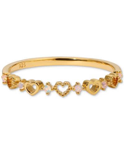 Girls Crew 18k -plated Sterling Silver Heart & Crystal Stack Ring - Metallic
