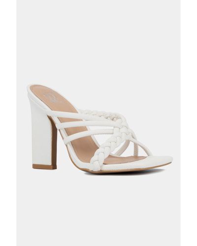 New York & Company Dalia Braided Strap Heel Sandals - White
