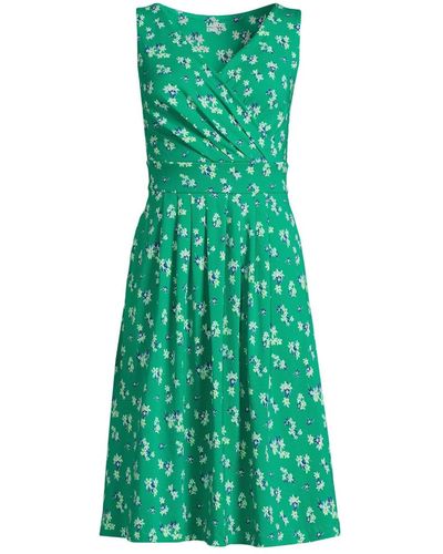Lands' End Petite Fit And Flare Dress - Green