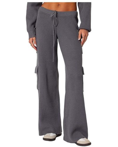 Edikted Wynter Knit Cargo Pants - Gray