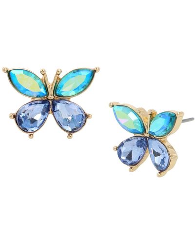 Betsey Johnson Faux Stone Butterfly Gem Stud Earrings - Blue