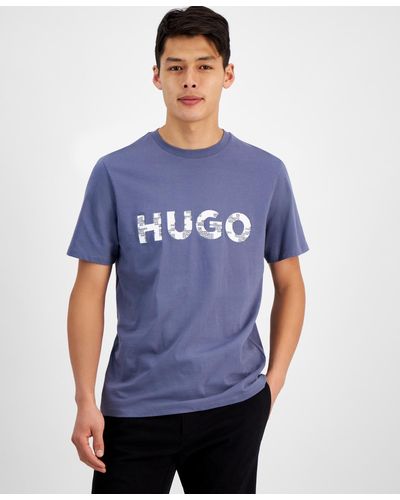 HUGO By Boss Regular-fit Logo Graphic T-shirt - Blue