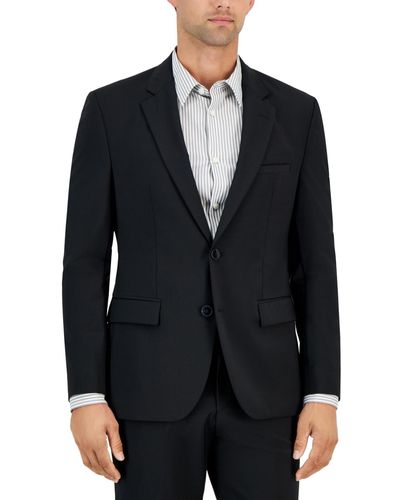HUGO By Boss Modern-fit Solid Wool Blend Suit Jacket - Black