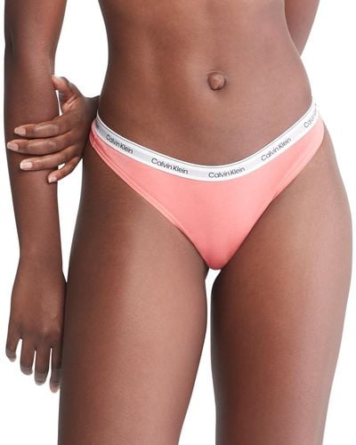 Calvin Klein Modern Logo Low-rise Thong Underwear Qd5043 - Pink