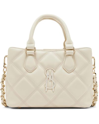 Steve Madden Bmickey Logo Plaque Satchel Bag - Natural