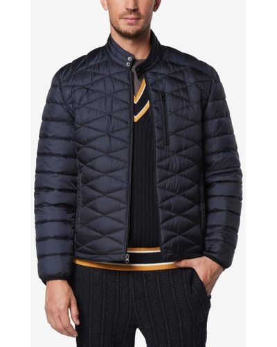 Marc New York Racer Style Quilted Packable Jacket - Blue