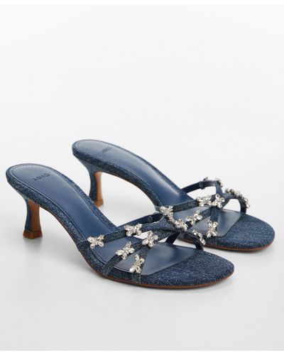 Mango Heeled Denim Sandals - Blue